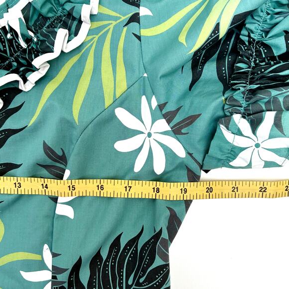 Vintage MD Fashion Green and White Ruffled Long Hawaiian Dress - Size L - Picture 7 of 10